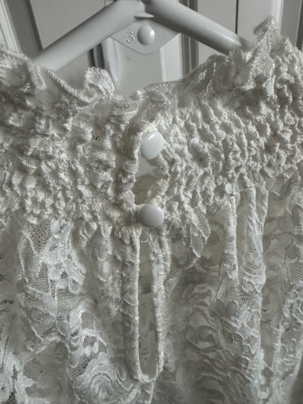 Adiva White Lace Smocked Neck Top - Picture 4 of 5
